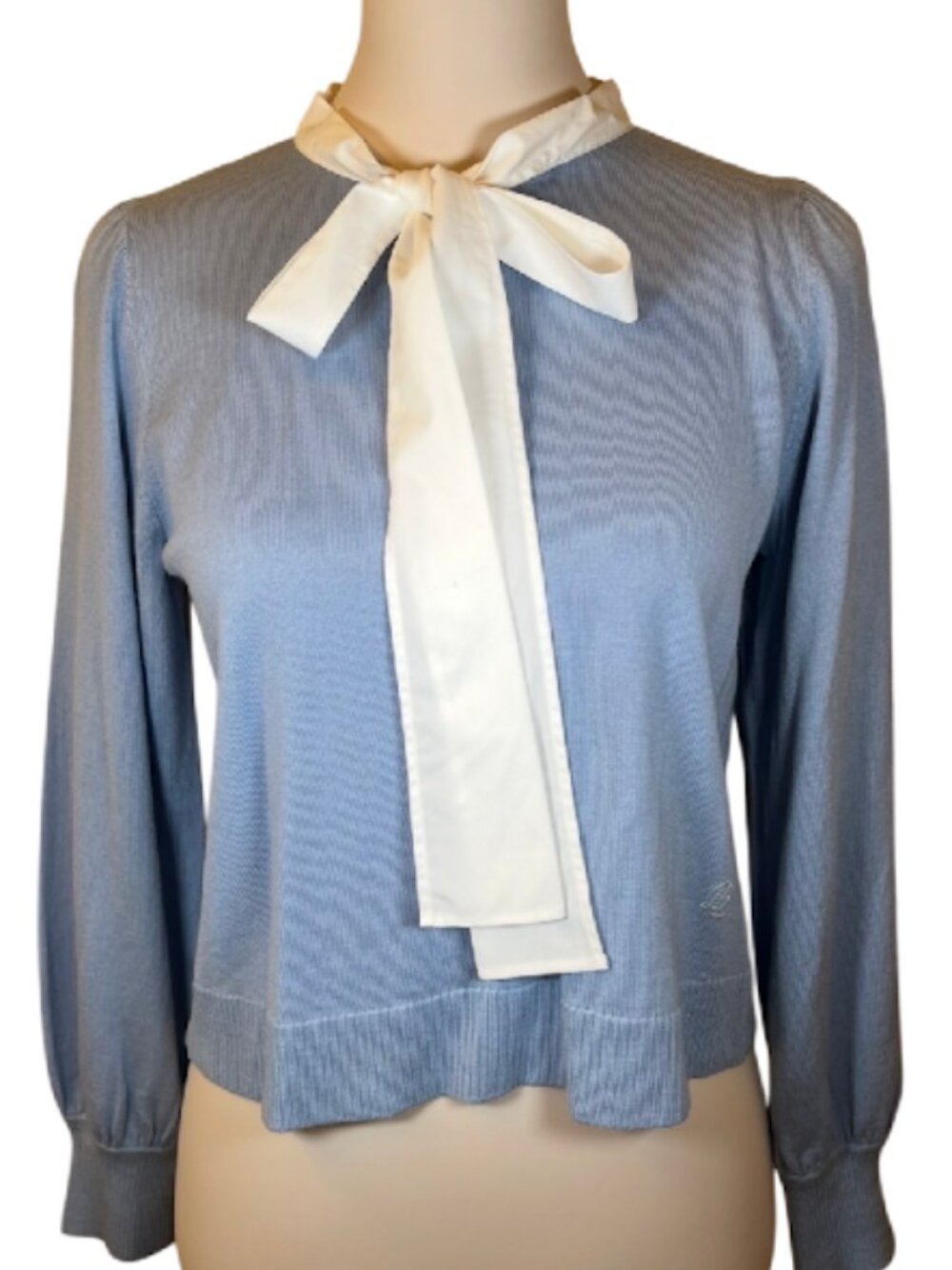 Blue Label Crestbridge Tie Neck Bow Knit Top Burberry Successor Japan 38